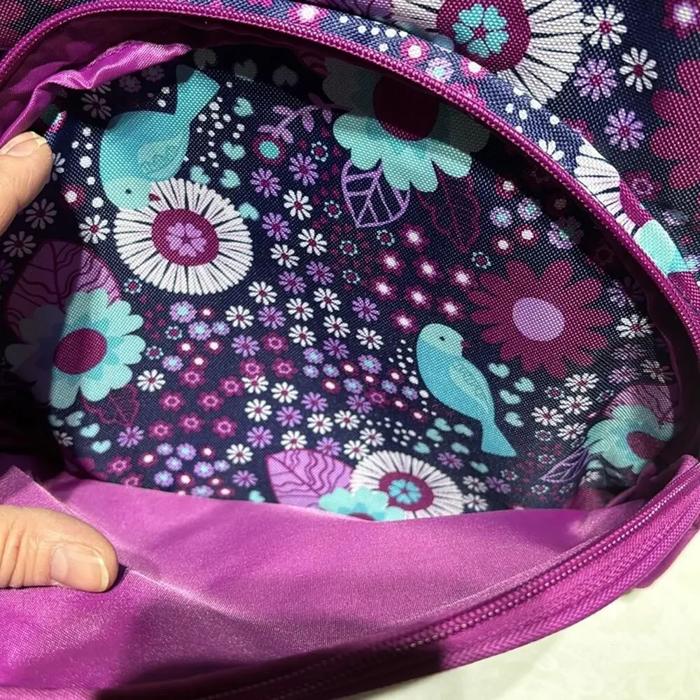 Gymboree bac pac lunch box combo set raspberry blue purple bird floral print NWT
